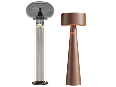 现代玻璃灯罩落地灯3d模型 现代玻璃灯罩落地灯