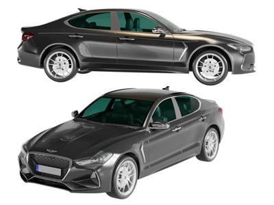 现代黑色汽车、轿车