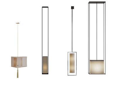 新中式三角形 长方形灯罩吊灯3d模型 新中式三角形 长方形灯罩吊灯