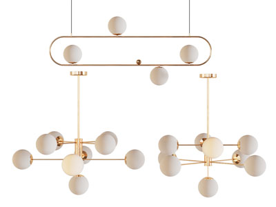 现代轻奢球形灯罩吊灯3d模型 现代轻奢球形灯罩吊灯