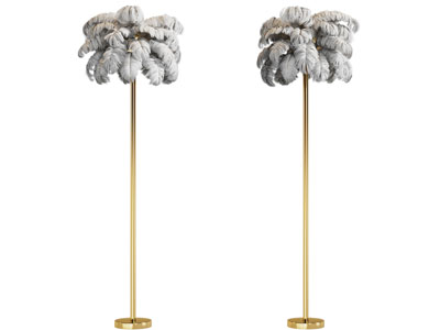 现代羽毛装饰的落地灯3d模型 现代羽毛装饰的落地灯