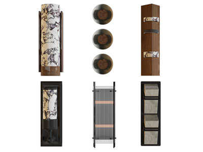 新中式大理石灯罩壁灯3d模型 新中式大理石灯罩壁灯