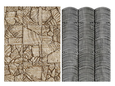 现代石头、瓦片背景墙3d模型 现代石头、瓦片背景墙