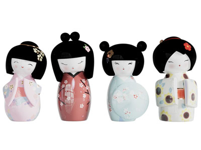 日式玩偶陶瓷娃娃摆件组合