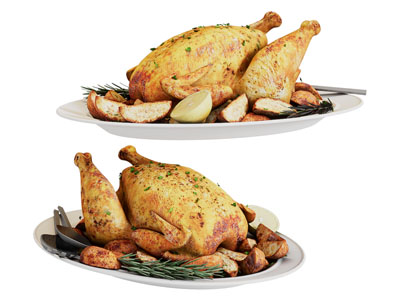 现代装在盘子里的火鸡食物