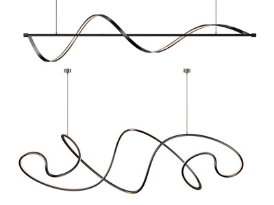 现代钢带线条吊灯3d模型 现代钢带线条吊灯