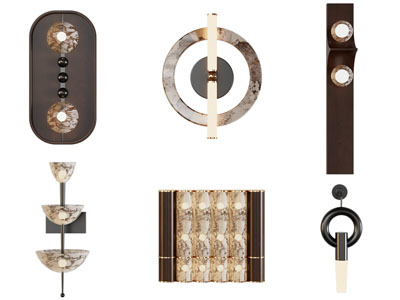 现代大理石纹理装饰的壁灯3d模型 现代大理石纹理装饰的壁灯