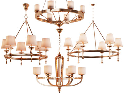 现代轻奢圆形多头吊灯3d模型 现代轻奢圆形多头吊灯