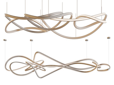 现代不规则金属带吊灯3d模型 现代不规则金属带吊灯