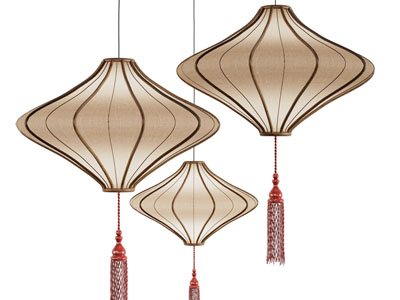 新中式灯笼吊灯3d模型 新中式灯笼吊灯