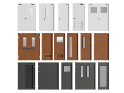 现代单扇、双扇防火门消防设备3d模型 现代单扇、双扇防火门消防设备