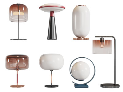 现代玻璃灯罩台灯 床头灯3d模型 现代玻璃灯罩台灯 床头灯