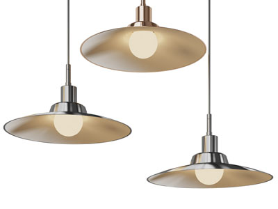 现代圆形金属灯罩吊灯3d模型 现代圆形金属灯罩吊灯