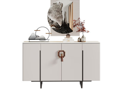 新中式玄关柜、边柜、摆件组合