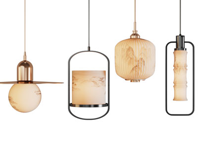 新中式单头吊灯 餐厅吊灯3d模型 新中式单头吊灯 餐厅吊灯