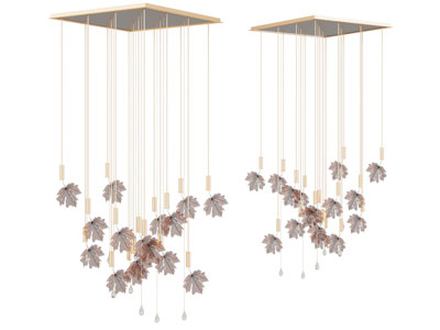 现代方形灯盘垂线吊灯3d模型 现代方形灯盘垂线吊灯