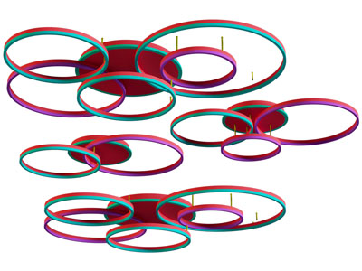 现代彩色拼接环状吸顶吊灯3d模型 现代彩色拼接环状吸顶吊灯