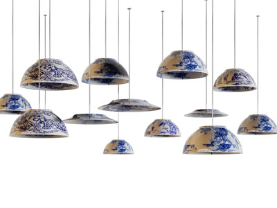 新中式青花瓷灯罩吊灯3d模型 新中式青花瓷灯罩吊灯