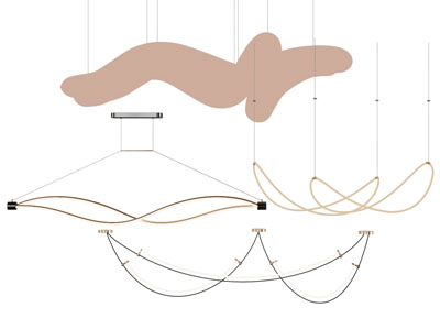 现代钢带线条吊灯3d模型 现代钢带线条吊灯