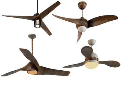 现代木纹理三叶吊扇灯