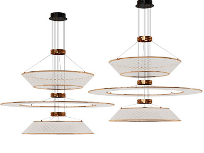 现代多层灯罩吊灯3d模型 现代多层灯罩吊灯