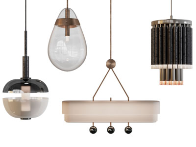 现代单头垂线小吊灯3d模型 现代单头垂线小吊灯