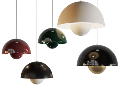 现代彩色灯罩吊灯3d模型 现代彩色灯罩吊灯