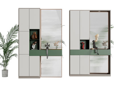 现代轻奢玄关鞋柜、隔断柜