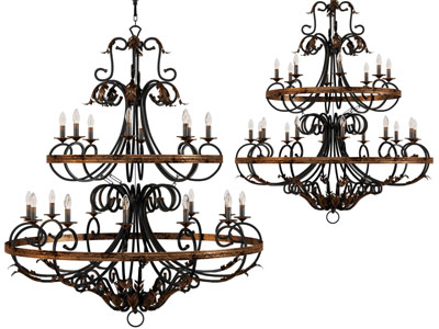美式铁艺雕花烛台双层吊灯