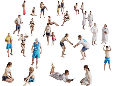 现代身穿泳衣的女人、男人多人人物3d模型 现代身穿泳衣的女人、男人多人人物