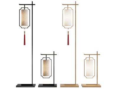 新中式落地灯 台灯3d模型 新中式落地灯 台灯