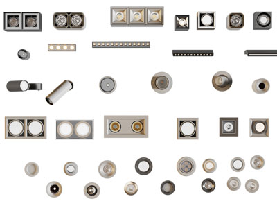 现代可转向筒灯射灯 格栅灯3d模型 现代可转向筒灯射灯 格栅灯
