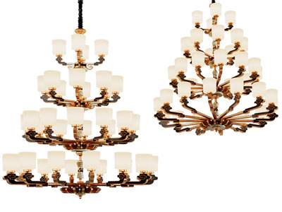 新中式铁艺雕花多层吊灯3d模型 新中式铁艺雕花多层吊灯