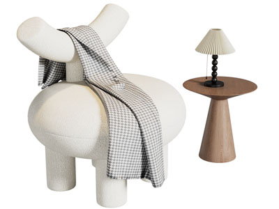 侘寂风休闲椅子 边几 台灯