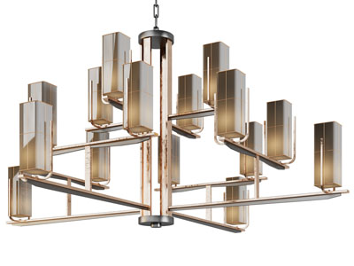 新中式长方体灯罩吊灯3d模型 新中式长方体灯罩吊灯