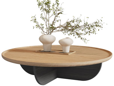 侘寂风圆形茶几3d模型 侘寂风圆形茶几