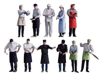 现代厨师、服务人员男人、女人多人人物3d模型 现代厨师、服务人员男人、女人多人人物