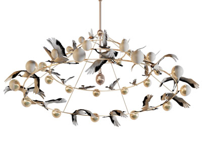 新中式多层装饰仙鹤的吊灯3d模型 新中式多层装饰仙鹤的吊灯