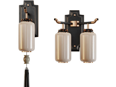 新中式灯笼造的壁灯3d模型 新中式灯笼造的壁灯