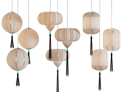 新中式灯笼客厅 卧室吊灯3d模型 新中式灯笼客厅 卧室吊灯