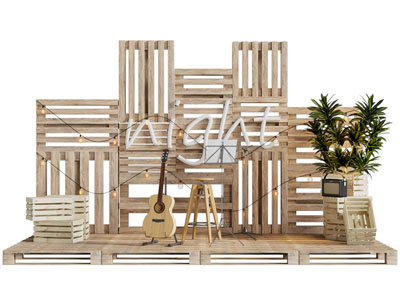 工业风loft木箱拼接的小舞台