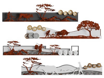 新中式乡村景墙、文化墙