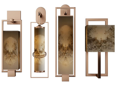 新中式装饰山脉图案的壁灯3d模型 新中式装饰山脉图案的壁灯