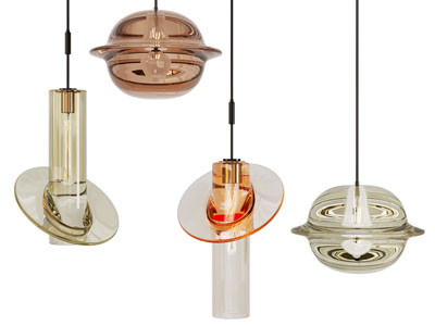 现代彩色玻璃灯罩的吊灯