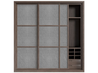 日式实木推拉门衣柜3d模型 日式实木推拉门衣柜