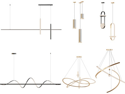 现代金属线条吊灯