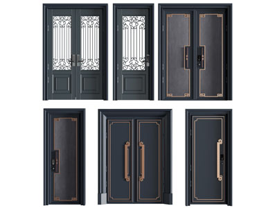 新中式铁艺雕花双扇、单扇平开门