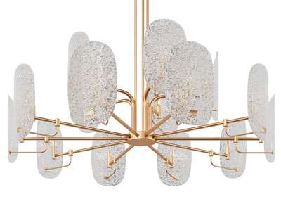 现代轻奢锤纹玻璃灯罩的吊灯