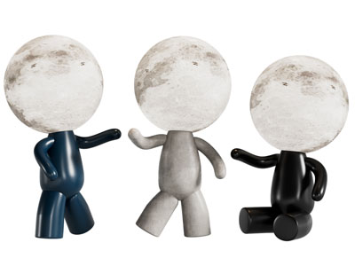 现代小人支架的月球台灯