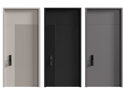 现代带密码锁的单扇入户平开门